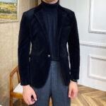 British Style Suede Slim Blazer Suit Jacket