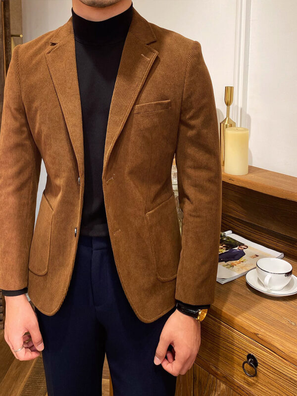 British Style Slim Fit Corduroy Blazer Suit