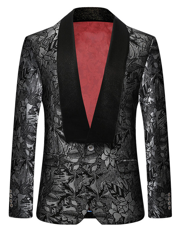 Men's Printed Silk Banquet Host Suit Blazer