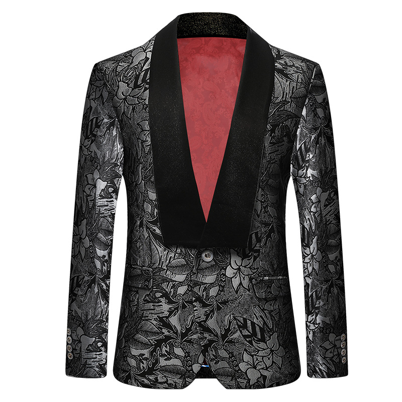 Men's Printed Silk Banquet Host Suit Blazer