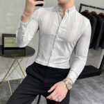 Men's Casual Color Block Long Sleeve Shirt