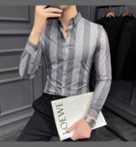 Men's Casual Color Block Long Sleeve Shirt