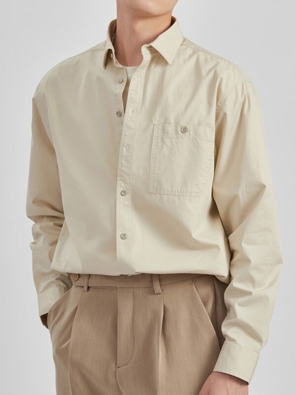 Men's Casual Solid Asymmetric Pocket Shirt