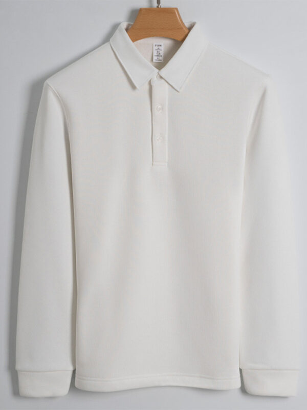 Casual Elastic Solid Long Sleeve Polo Shirt