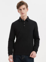 Men's Button Front Long Sleeve Polo Shirt
