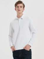 Men's Button Front Long Sleeve Polo Shirt