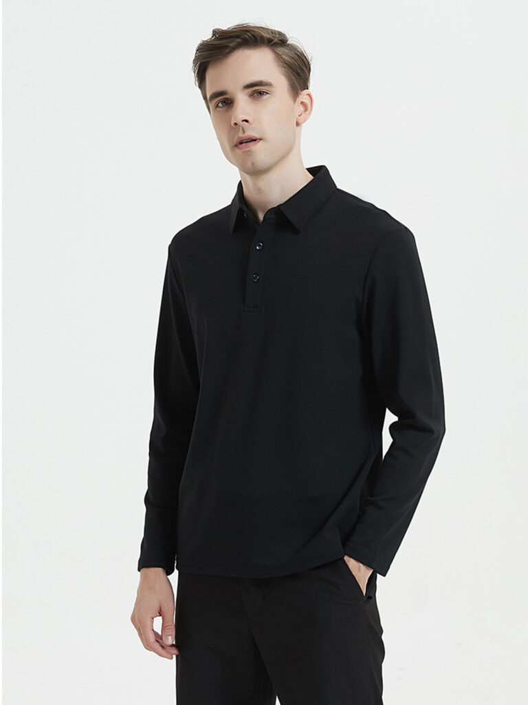 Men's Modal Warm Long Sleeve Polo Shirt