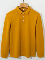 Men Casual Button Front Long Sleeve Polo Shirt