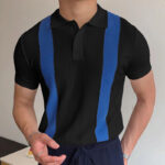 Men's Business Striped Knit Polo Shirt