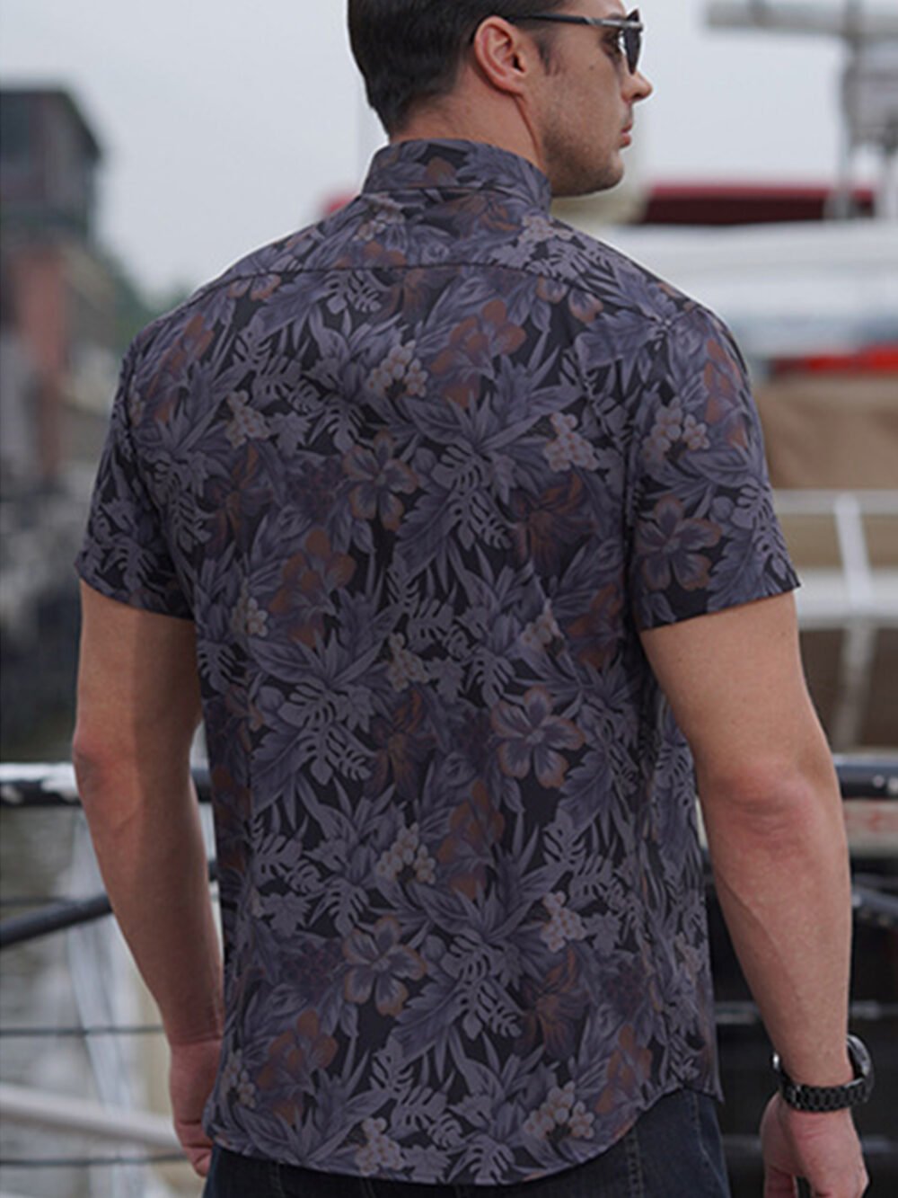 Men's 2023 Elastic Floral Print Loose Shirt