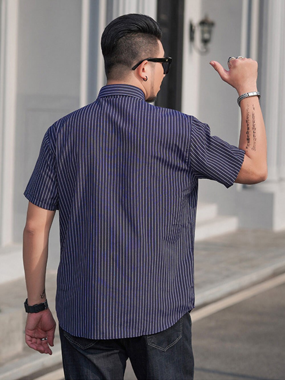 Men's 2023 Plus Size Striped Button Shirt