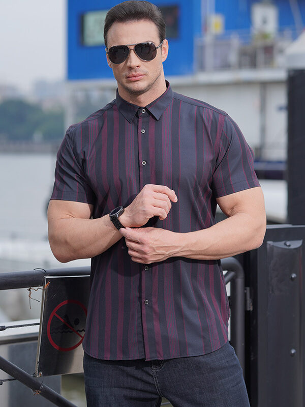Men's 2023 Plus Size Gradient Striped Shirt