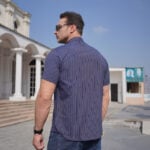 Men 2023 Plus Size Striped Stand Collar Shirt