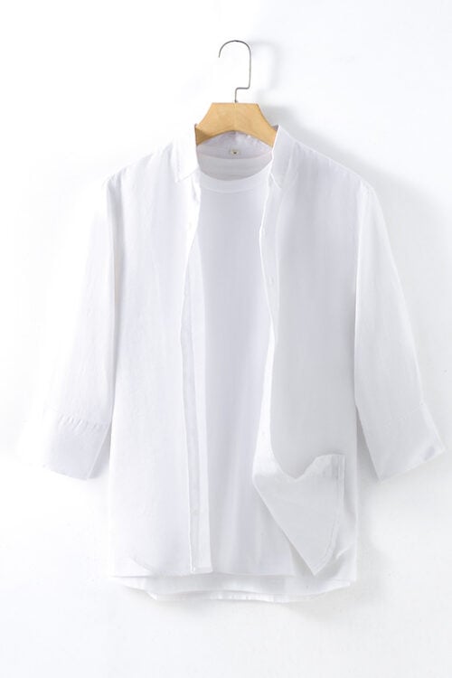 Men's Linen Casual Half Sleeve V Neck Shirt