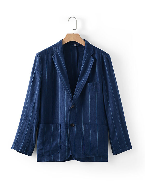 Men's 2023 Casual Striped Linen Blazer Jacket