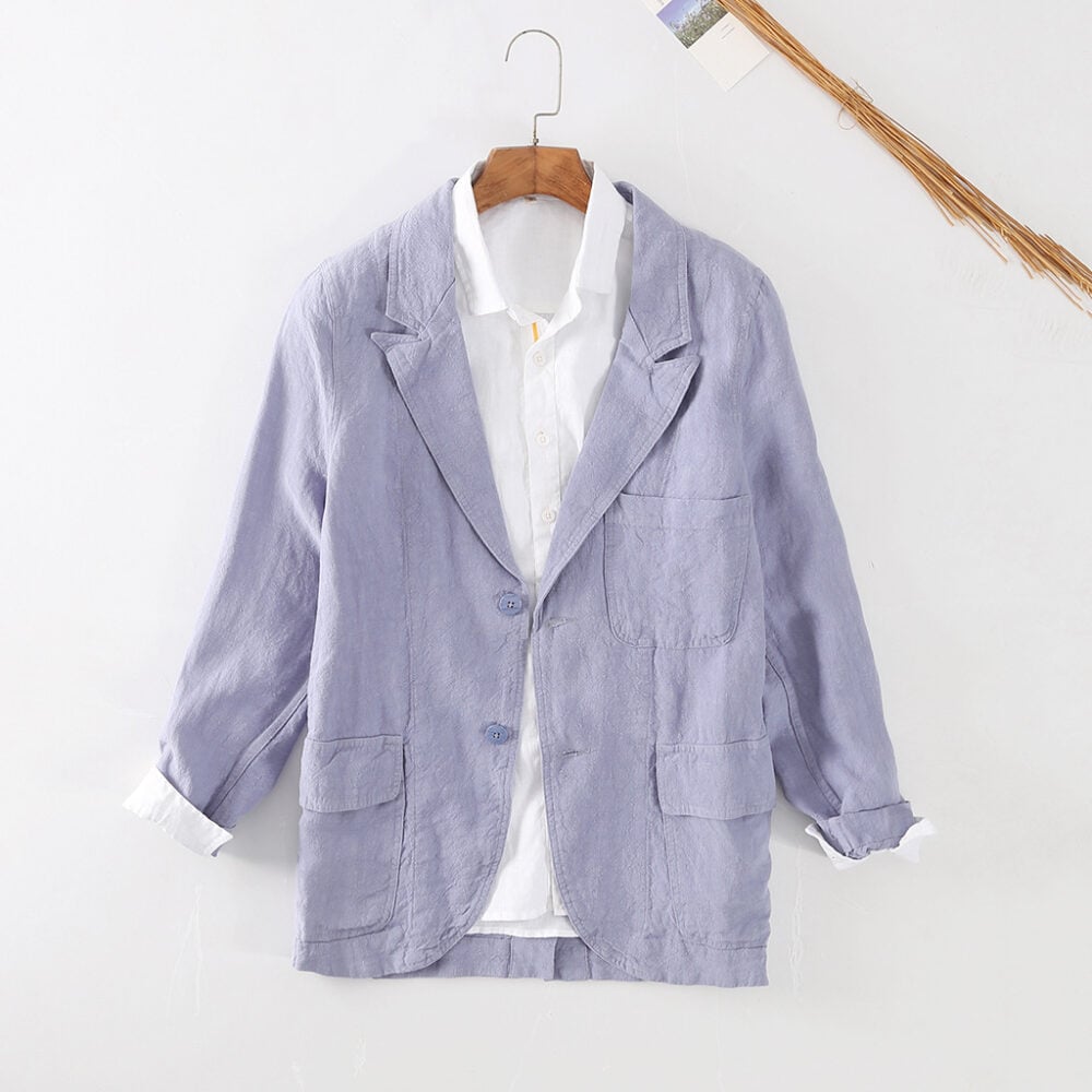 Men 2023 Casual Business Linen Blazer Jacket