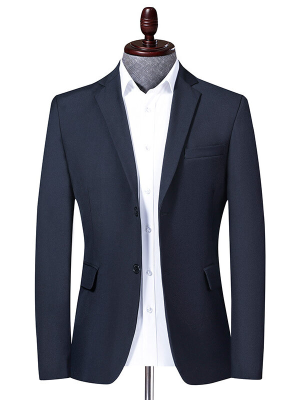 Men's Solid Blazer Slit Slim Fit Button Jacket