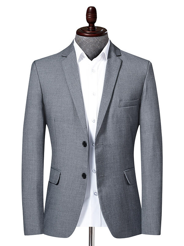 Men's Solid Blazer Slit Slim Fit Button Jacket