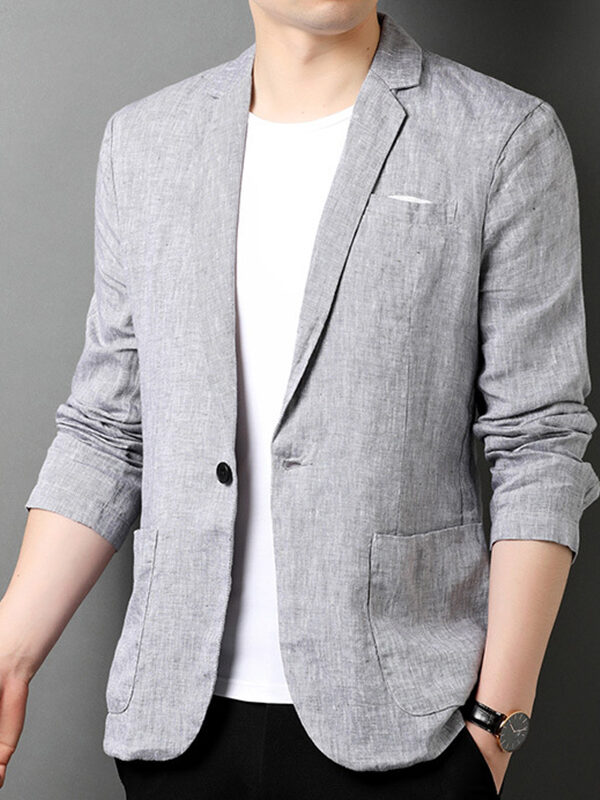 Men Solid Simple Sport Coat Linen Suit Blazer