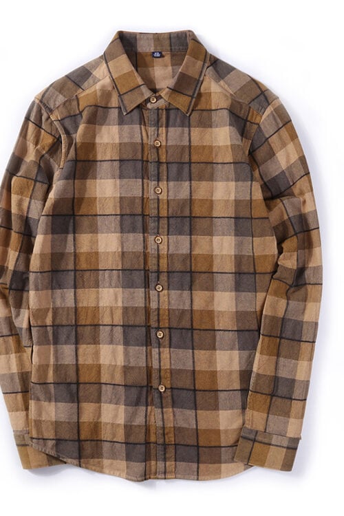 Men's Casual Retro Plaid Long Sleeve Shirt