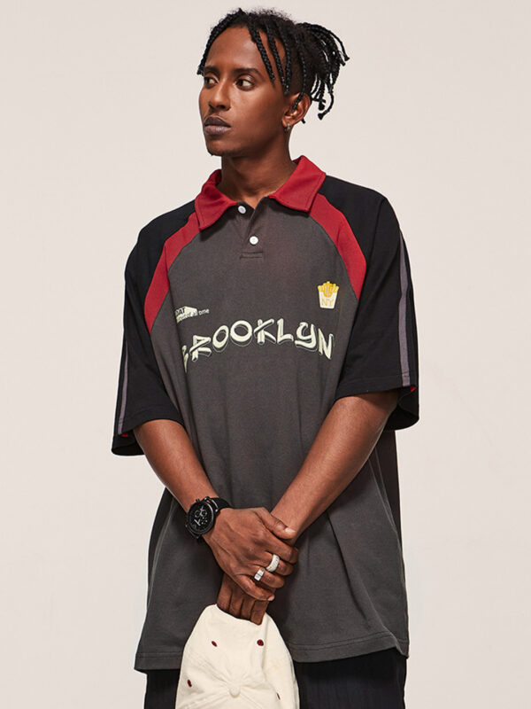 Men's Retro Sports Contrast Color Polo Shirt