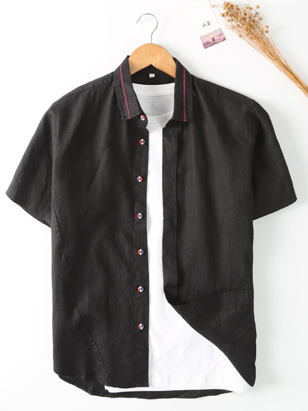 Men's Casual Simple Linen Short Sleeve Shirt