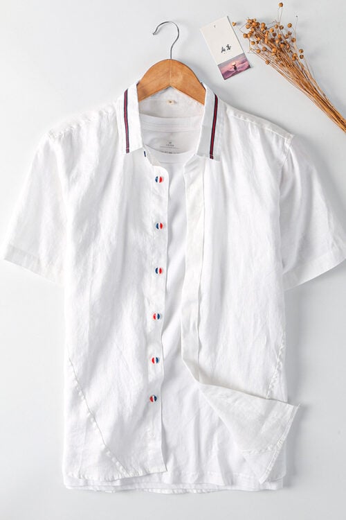 Men's Casual Simple Linen Short Sleeve Shirt