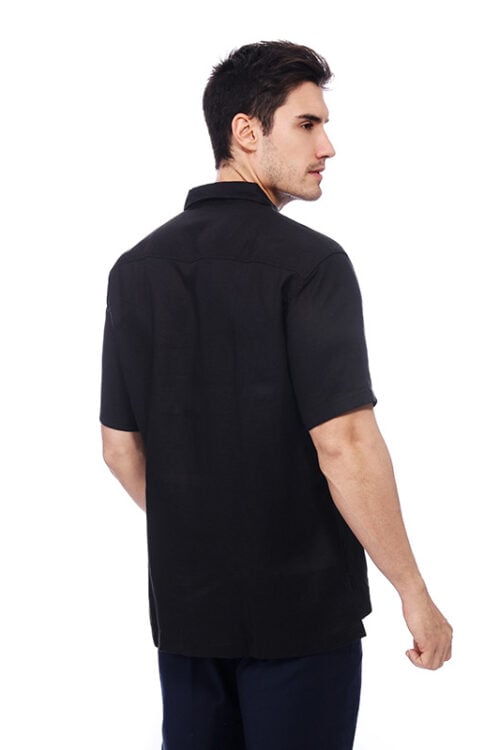 Men's Casual Splice Linen Short Sleeve Shirt