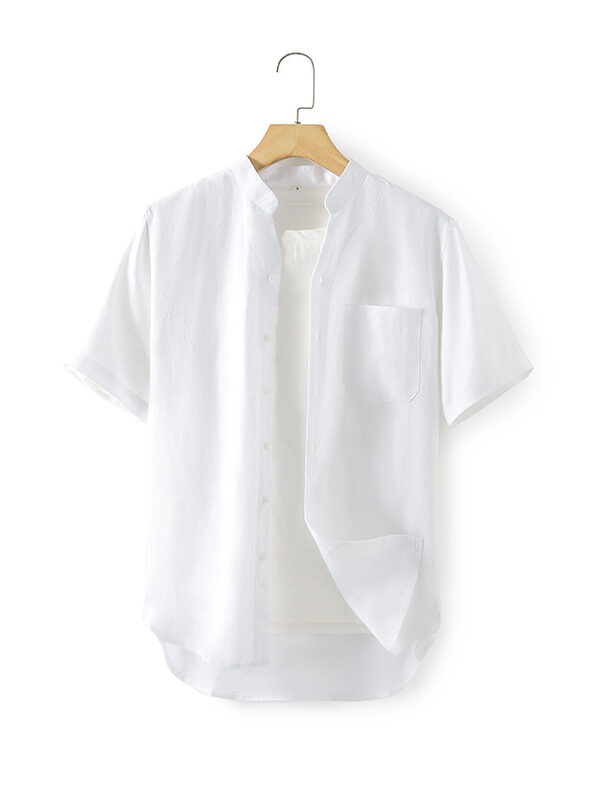 Men's Casual Loose Linen Stand Collar Shirt