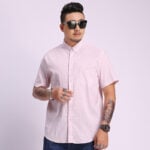 Men's Plus Size Linen Lapel Yarn Dyed Shirt