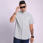 Men's Plus Size Linen Lapel Yarn Dyed Shirt
