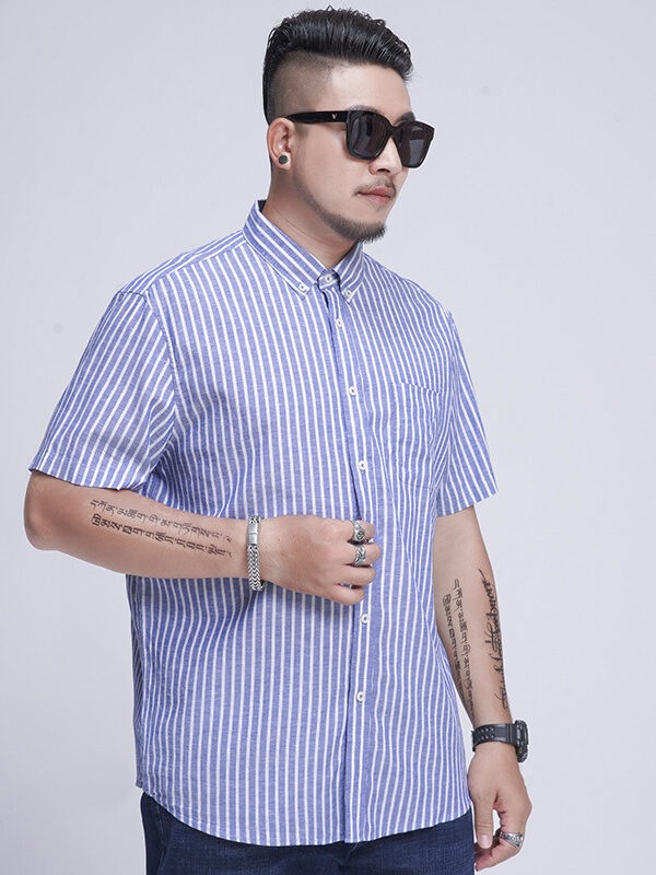 Men's Business Linen Plus Size Yarn Dyed Shirt