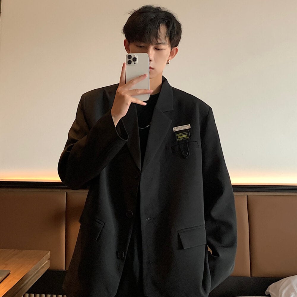 Men’s Pockets 3 Button Oversize Suit Blazer