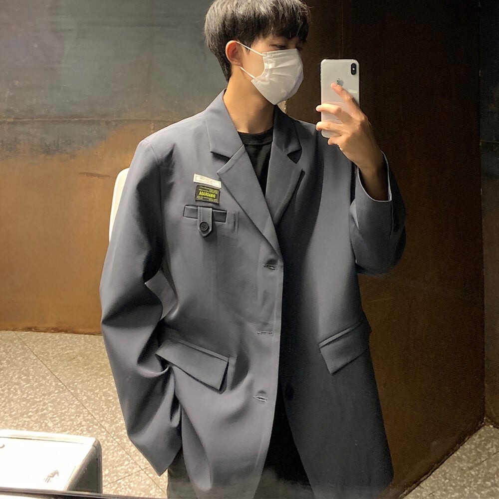 Men’s Pockets 3 Button Oversize Suit Blazer