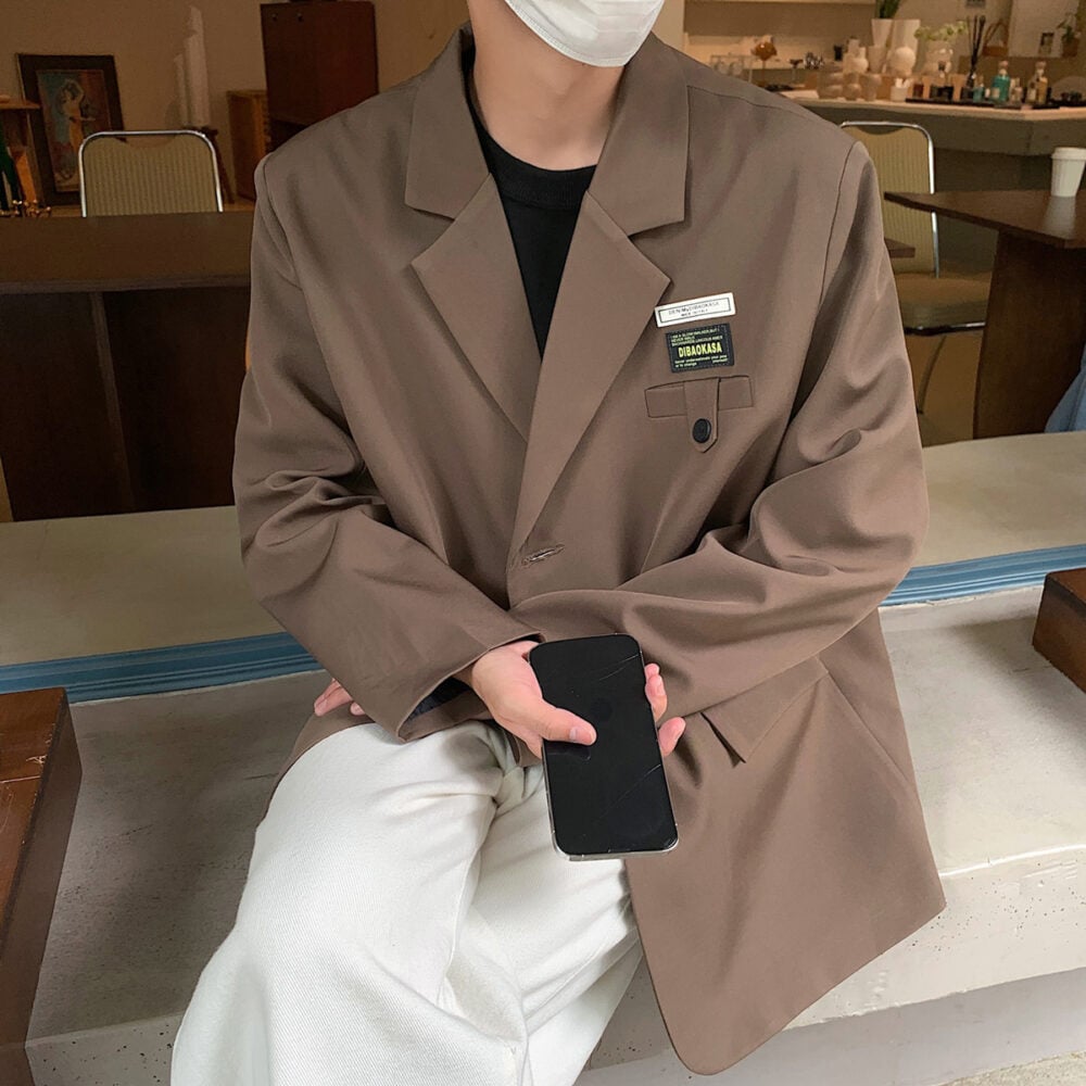 Men’s Pockets 3 Button Oversize Suit Blazer