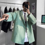 Men’s Solid British Style Loose Suit Blazer