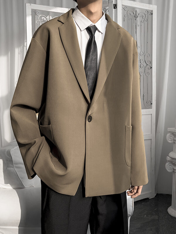 Men’s Solid British Style Loose Suit Blazer