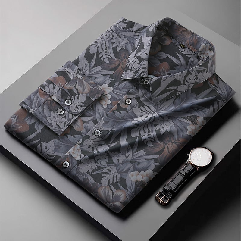 Black floral long sleeve shirt color option