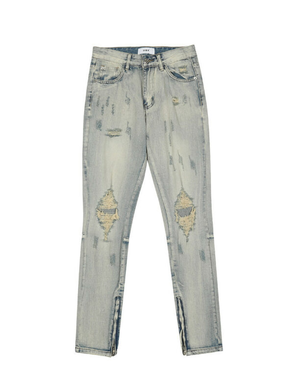 Men's Amekaji Slim Fit Zip Ripped Jeans