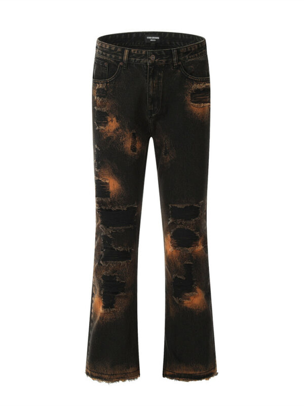 Men's Punk Printing Flare Distressed Jeans