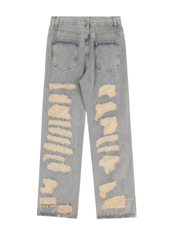 Punk Embroidered Straight Ripped Jeans