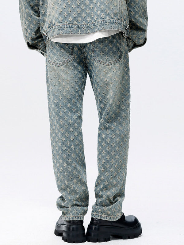 Unisex Jacquard Loose Ripped Jeans