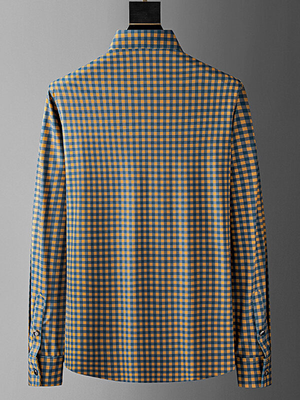 Men's Plaid Rhinestone Long Sleeve Shirt