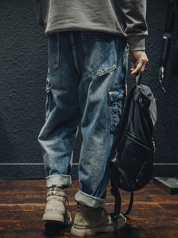 Men's Pockets Denim Cargo Jeans