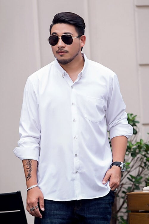 Men's Solid Big and Tall Long Sleeve Shirt