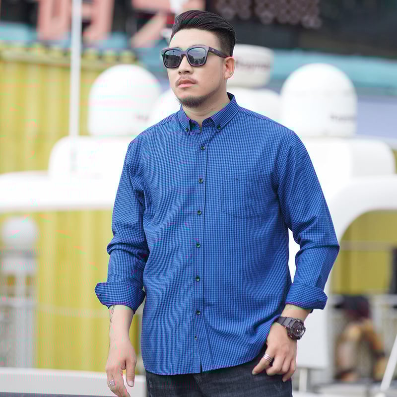 LS026701 Men's Yarn Dyed Plaid Big and Tall Shirt