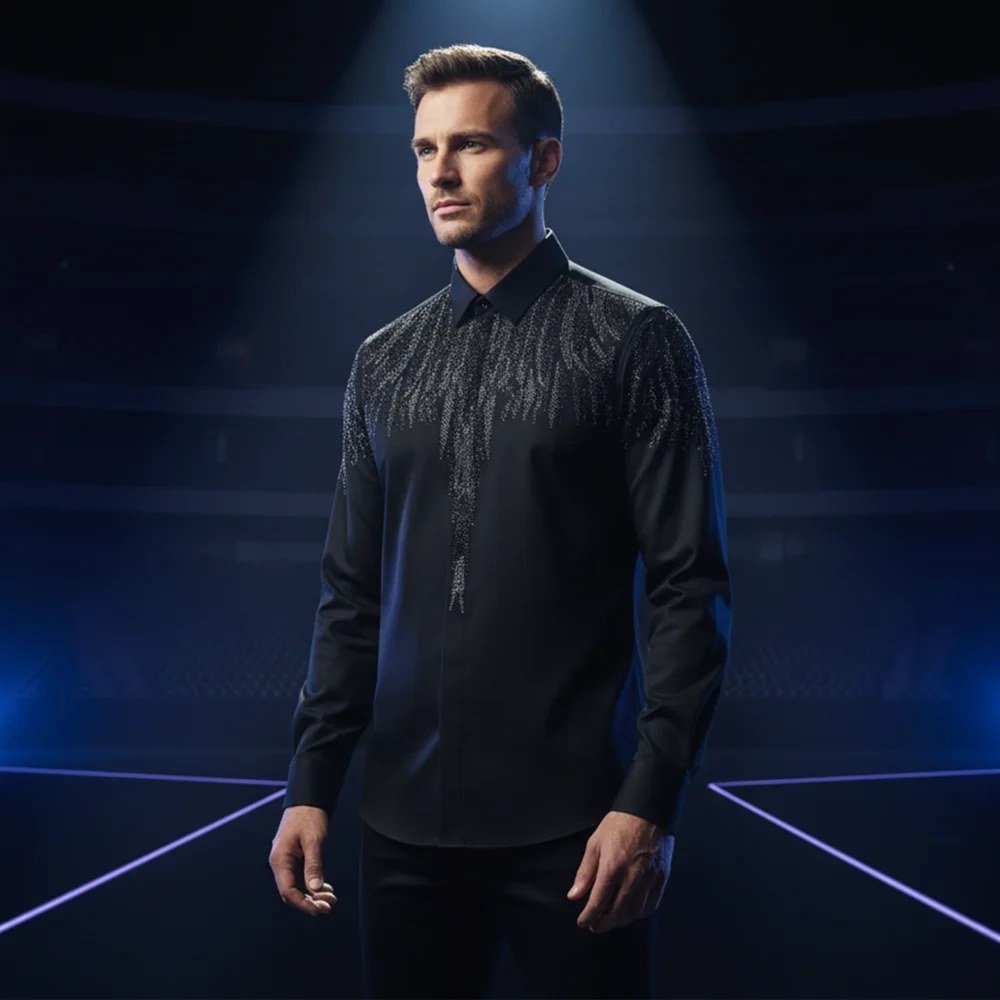 Men's Wing Rhinestone Slim Fit Shirt