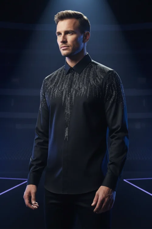 Men's Wing Rhinestone Slim Fit Shirt