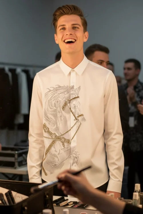 Horse Hotfix Rhinestone Top Slim Fit Shirt