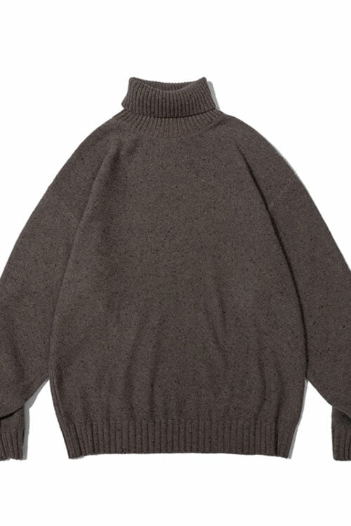 Men's Solid Loose High Neck Pullover